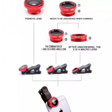 Phone  Clip Lens 3in1 Fish Eye / Wide Angle...