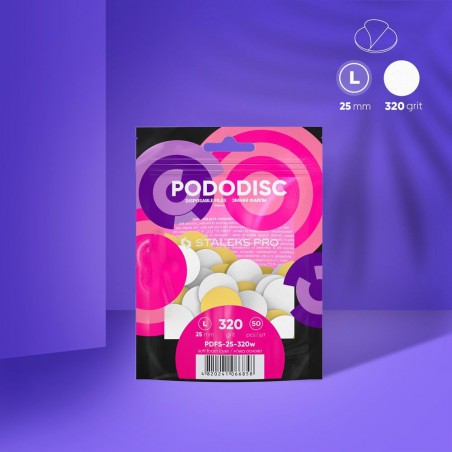 Disposable white files with soft foam layer for pedicure disc PODODISC L 320 grit 50 pcs STALEKS PRO